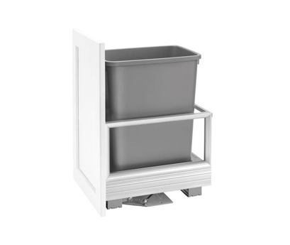 Rev-A-Shelf - 12-1/8" Single 35qt Bottom Mount REDUCED DEPTH Rev-A-Motionâ€š Aluminum Frame Waste Containers