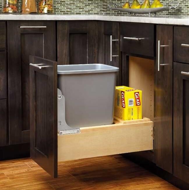 Rev-A-Shelf - 12" - Single 35qt Bottom Mount Rev-A-Motionâ€š Wood Waste Containers