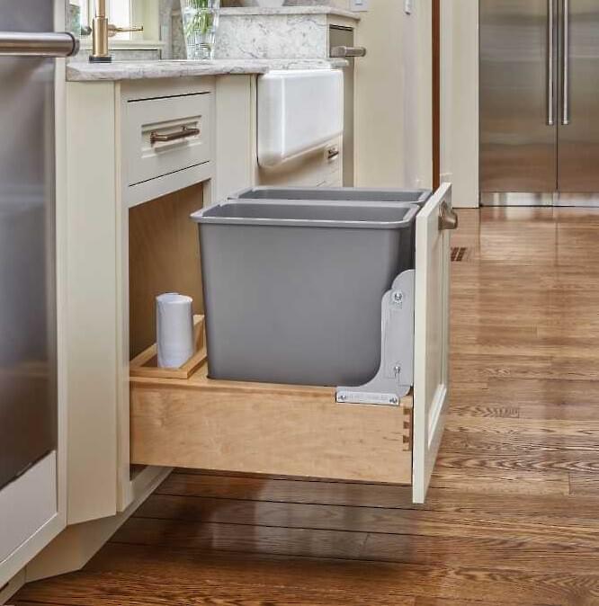 Rev-A-Shelf - 20-1/4" - Double 30qt Bottom Mount Rev-A-Motionâ€š Wood Waste Containers