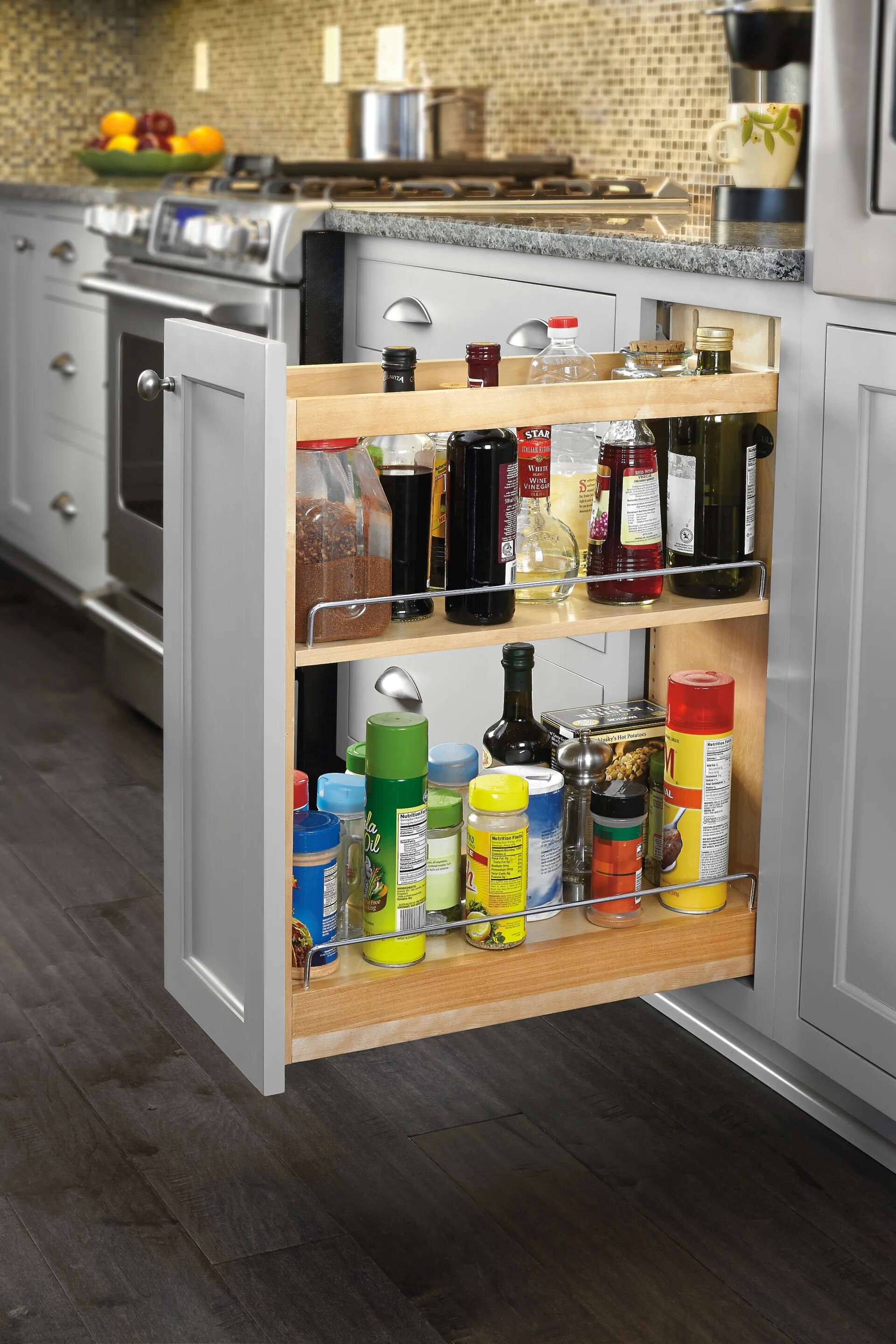 Rev-A-Shelf - 5" Maple Base Cabinet Pullout Organizer REDUCED Depth with Blumotion Soft-Close