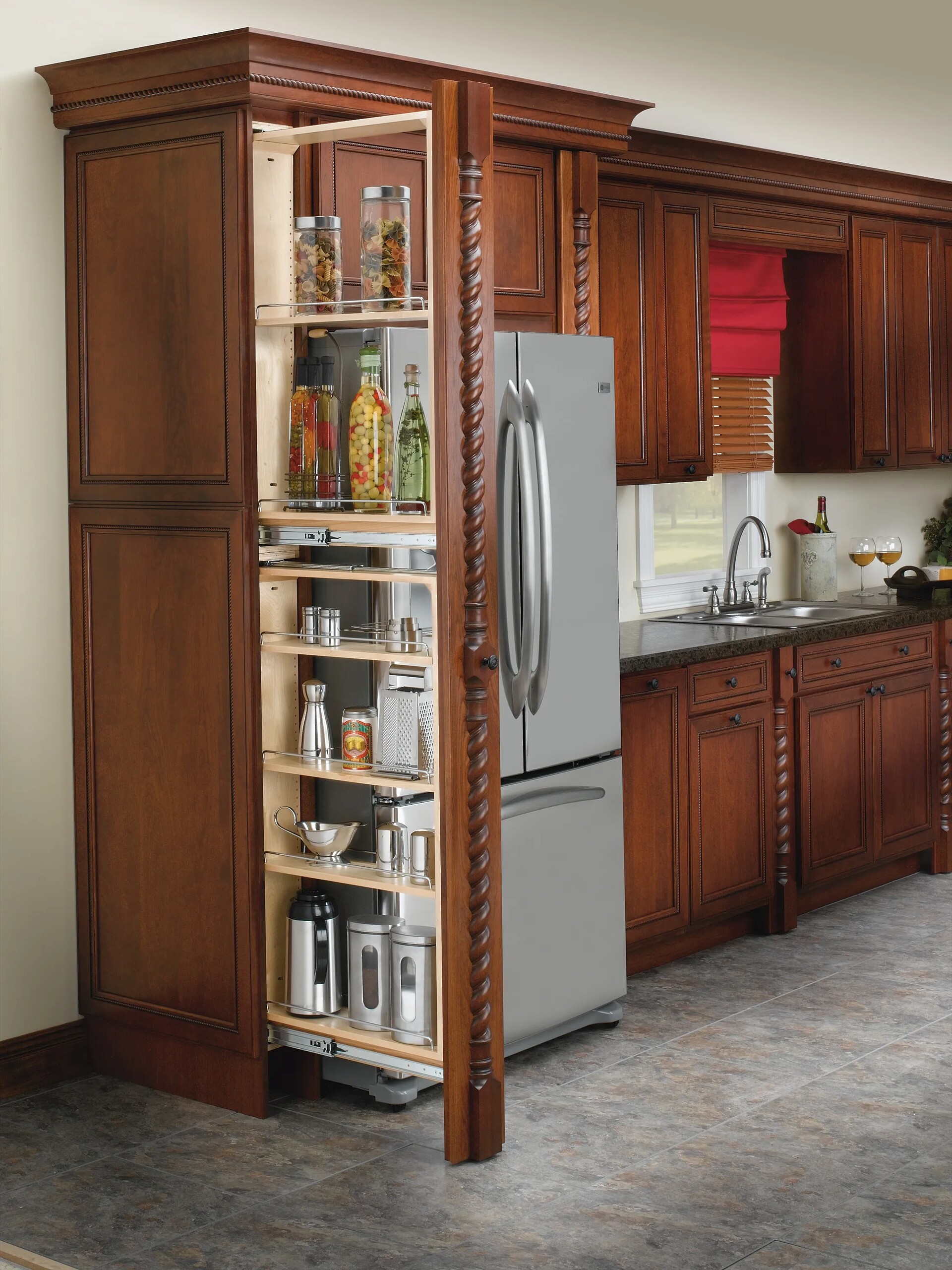 Rev-A-Shelf - 6" x 39" Filler Pullout Organizer with Wood Adjustable Shelves