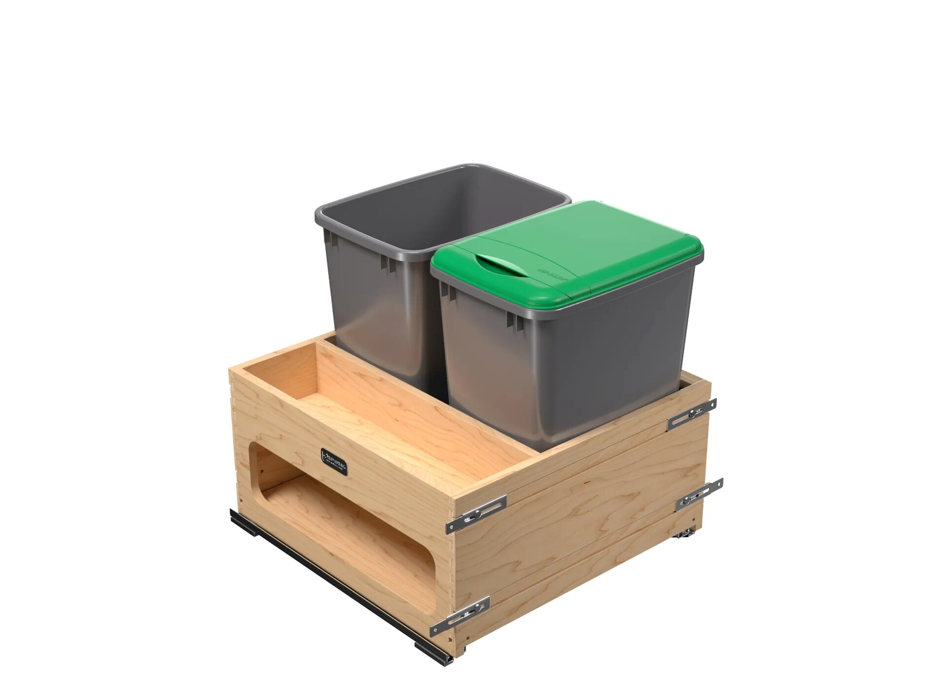 Rev-A-Shelf - Wood Bottom Mount Dbl 35 Qt. Organic Waste Center w/ Storage Space, SC
