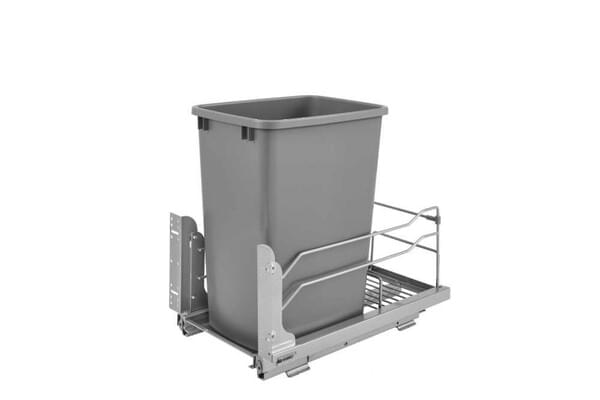 Rev-A-Shelf - 10-7/8" Silver Single 35qt Undermount Soft-Close Waste Containers