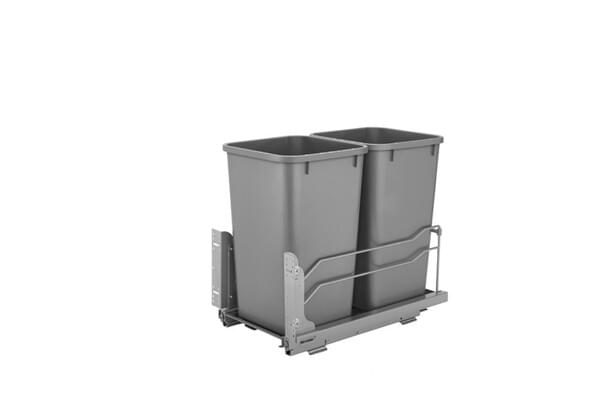 Rev-A-Shelf - 11-1/4" Silver Double 27qt Undermount Soft-Close Waste Containers