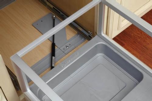 Rev-A-Shelf - 12-1/8" Single 35qt Bottom Mount REDUCED DEPTH Rev-A-Motionâ€š Aluminum Frame Waste Containers