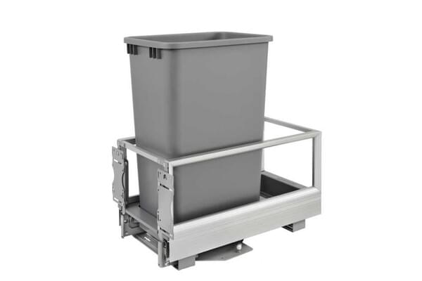 Rev-A-Shelf - 12-1/8" Single 50qt Bottom Mount Rev-A-Motionâ€š Aluminum Frame Waste Containers