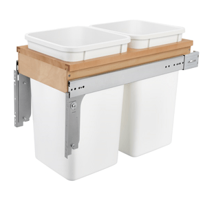 Rev-A-Shelf - 12" - Double 27qt Top Mount Wood Waste Containers