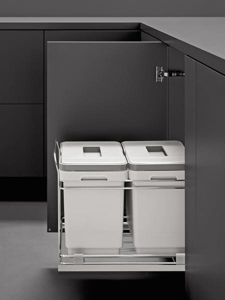 Salice - 12" Double 16 Quart Under Sink Soft Close Waste Recycle Pullout