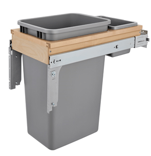 Rev-A-Shelf - 12" - Single 50qt Soft-Close Top Mount Wood Waste Containers