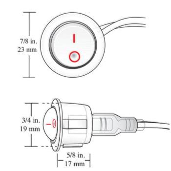 12V Black Rocker Switch