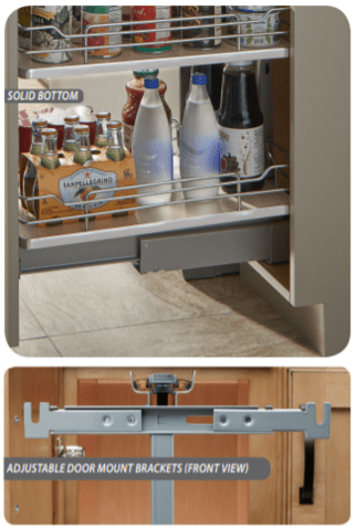 Rev-A-Shelf - 13" x 73-5/8" Gray/Chrome Pullout Solid Bottom
