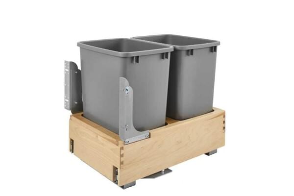 Rev-A-Shelf - 14-1/4" - Double 35qt Bottom Mount Rev-A-Motionâ€š Wood Waste Containers
