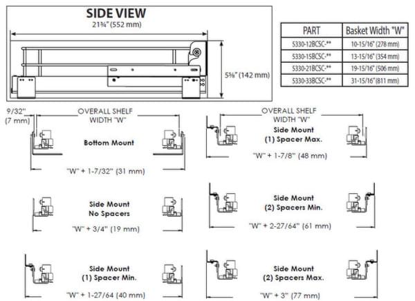 Rev-A-Shelf - 14-11/16" Maple Pullout Premiere Single Wire Solid Bottom Basket