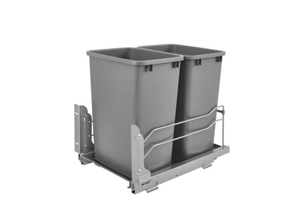 Rev-A-Shelf - 14-3/8" Silver Double 35qt Undermount Soft-Close Waste Containers
