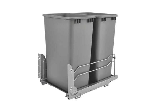 Rev-A-Shelf - 15-1/2" Silver Double 50qt Undermount Soft-Close Waste Containers