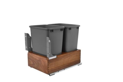 Rev-A-Shelf - 15" - Double 35qt Bottom Mount Wood Waste Containers