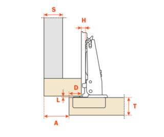 Salice - 165Â° Screw-on Half Overlay Self-Close Hinge