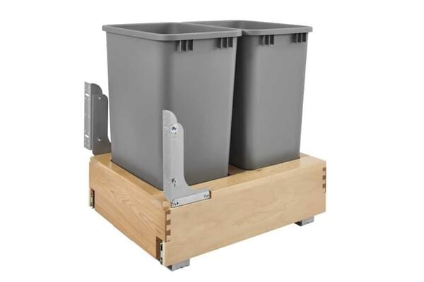 Rev-A-Shelf - 17-1/4" - Double 50qt Bottom Mount Rev-A-Motionâ€š Wood Waste Containers