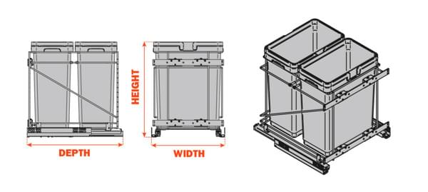 Salice - 18" Double 32qt Under Mount Soft-Close waste recycle pullout