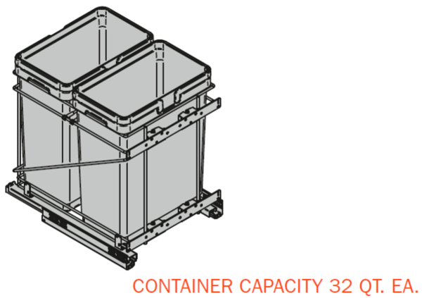 Salice - 18" Double 32qt Under Mount Soft-Close waste recycle pullout