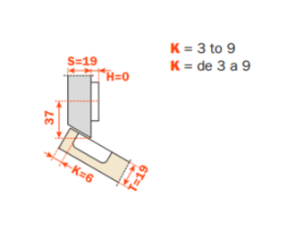 Salice - 30Â° Angle Screw-on Self-Close Clip-on Hinge