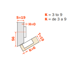 Salice - Negative 30Â° Angle Screw-on Self-Close Clip-on Hinge