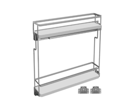 Salice - 4-1/4" Left Hand 2-Tier White Base Pullout Organizer w/Soft-Close & Door Mount Kits