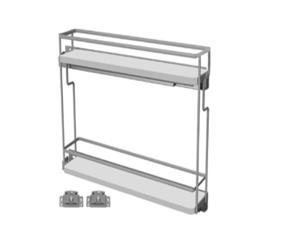 Salice - 4-1/4" Right Hand 2-Tier White Base Pullout Organizer w/Soft-Close & Door Mount Kits