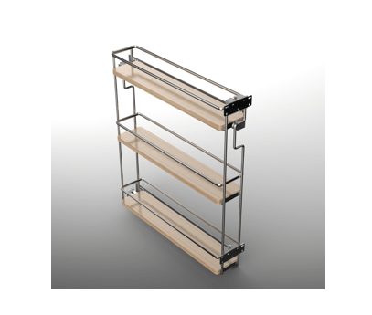 Salice - 4-1/4" Right Hand 3-Tier Maple Base Pullout Organizer w/Soft-Close & Door Mount Kits