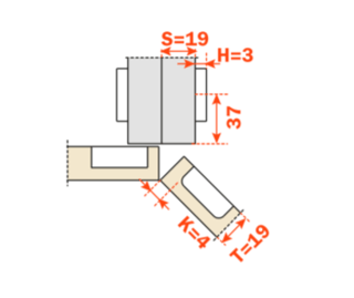 Salice - 45Â° Angle Screw-on Self-Close Clip-on Hinge