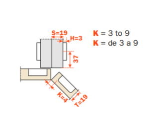Salice - 45Â° Angle Screw-on Soft-Close Hinge