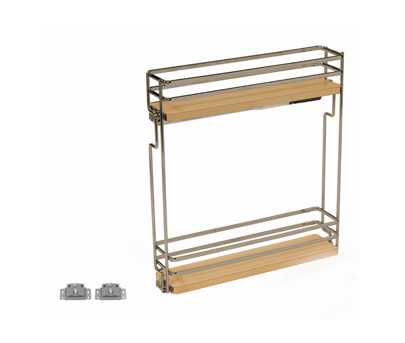 Salice - 5-3/4" Left Hand 2-Tier Maple Base Pullout Organizer w/Soft-Close & Door Mount Kits