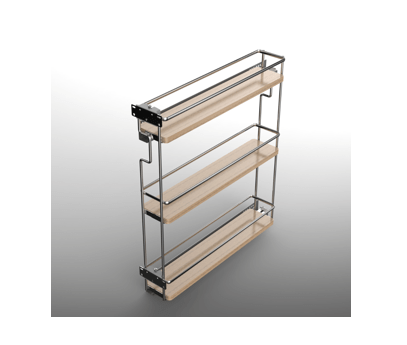 Salice - 5-3/4" Left Hand 3-Tier Maple Base Pullout Organizer w/Soft-Close & Door Mount Kits