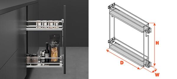 Salice - 5-3/4" Right Hand 2-Tier White Base Pullout Organizer w/Soft-Close & Door Mount Kits
