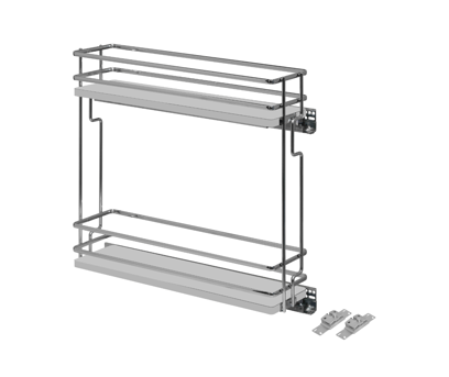Salice - 5-3/4" Right Hand 2-Tier White Base Pullout Organizer w/Soft-Close & Door Mount Kits