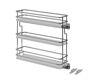 Salice - 5-3/4" Right Hand 3-Tier White Base Pullout Organizer w/Soft-Close & Door Mount Kits