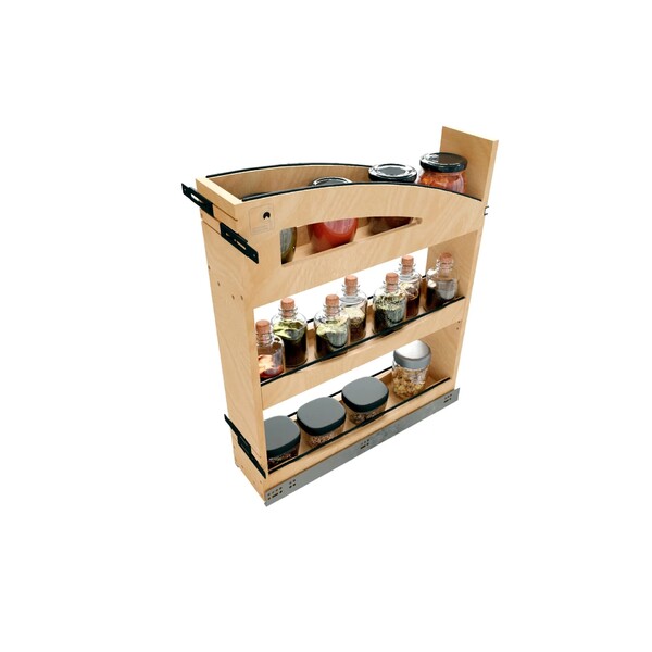 5" Craftsman Collection Solid Maple Base Cabinet Pullout Organizer w/ Black Accents and BLUM Soft-Close Slides