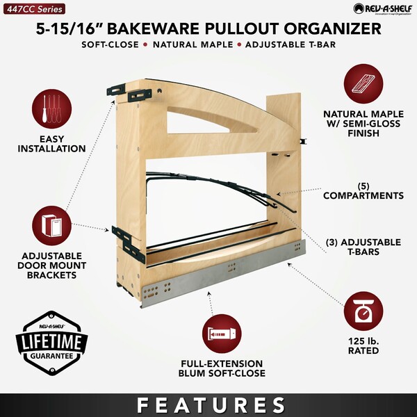 5" Craftsman Collection Base Cabinet Pullout with Tray Divider / Foil Wrap Holder with Blumotion Soft-Close