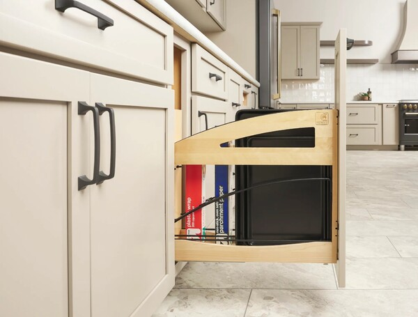 5" Craftsman Collection Base Cabinet Pullout with Tray Divider / Foil Wrap Holder with Blumotion Soft-Close