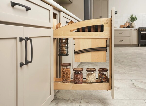 5" Craftsman Collection Solid Maple Knife Block Pullout Organizer w/ Black Accents and BLUM Soft-Close Slides 
