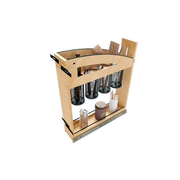 5" Craftsman Collection Solid Maple Utensil Pullout Organizer w/ Black Accents and BLUM Soft-Close Slides