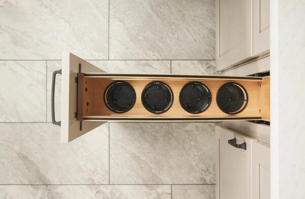 5" Craftsman Collection Solid Maple Utensil Pullout Organizer w/ Black Accents and BLUM Soft-Close Slides