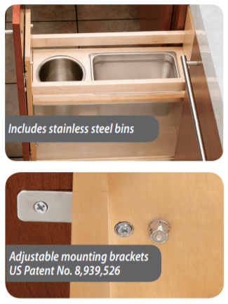 Rev-A-Shelf - 8-1/2" x 25-1/2" Maple Cabinet Pullout Soft-Close Grooming Organizer