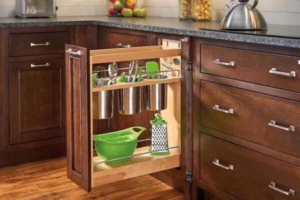 Rev-A-Shelf - 8" Base Cabinet Pullout Utensil Base Organizer Blumotion Soft-Close