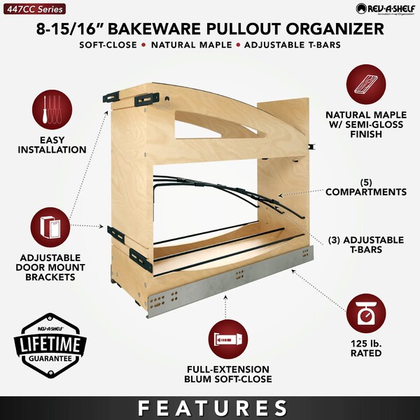 8" Craftsman Collection Base Cabinet Pullout with Tray Divider / Foil Wrap Holder with Blumotion Soft-Close