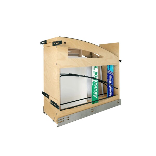 8" Craftsman Collection Base Cabinet Pullout with Tray Divider / Foil Wrap Holder with Blumotion Soft-Close