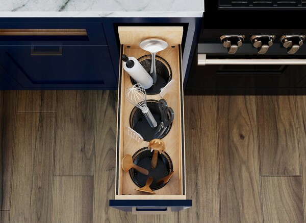 8" Craftsman Collection Solid Maple Utensil Pullout Organizer w/ Black Accents and BLUM Soft-Close Slides