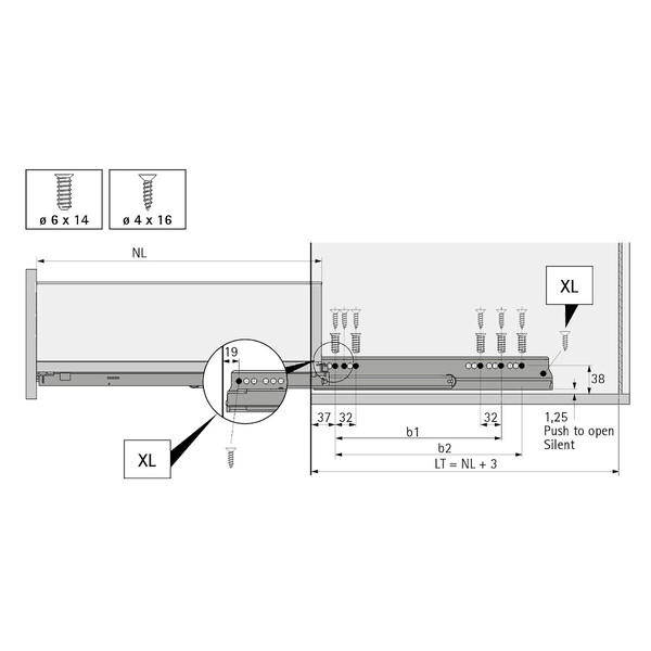AvanTech YOU Drawer side profile set, height 187 mm x NL 350 mm, White, Left and Right