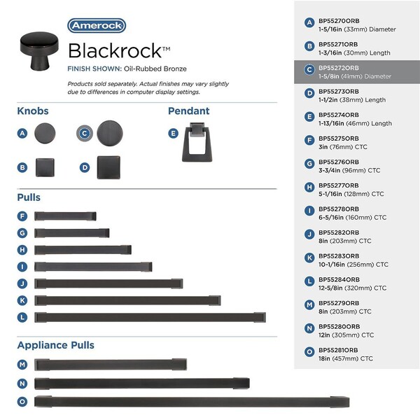 Blackrock 1-3/4" Round Knob Oil Rubbed Bronze