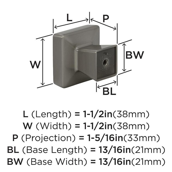 Blackrock LARGE Square Knob - Satin Nickel